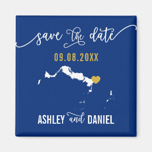 Navy Turks en Caicos Wedding Save the Date Map Magneet