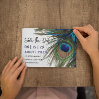 Navy Turquoise Peacock Feather Boho Bewaar de datu