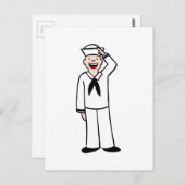 Navy Uniform Man Cartoon Briefkaart (Voorkant / Achterkant)