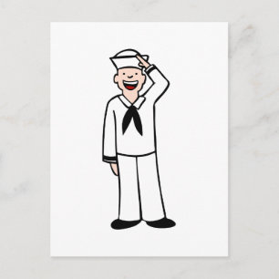 Navy Uniform Man Cartoon Briefkaart