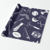 Navy Vaderdag inpakpapier (Uitgerold)