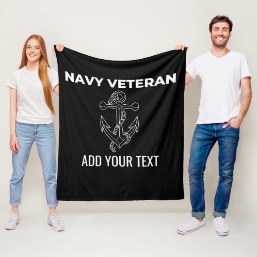 Navy Veteran Personalized Fleece Blanket (In situ)