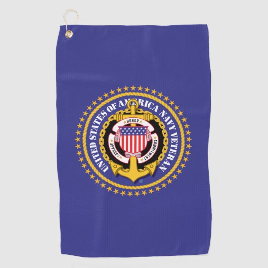 Navy Veterann Golfhanddoek (Voorkant)