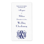 Navy Vine Script Monogram B&G DIY BG Etiket (Voorkant)