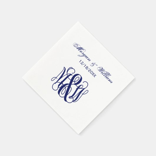 Navy Vine Script Monogram B&G DIY BG Servet (Hoek)