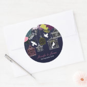 Navy vogelkooi vogelkooi duiven bruiloft gunsten ronde sticker (Envelop)