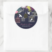 Navy vogelkooi vogelkooi duiven bruiloft gunsten ronde sticker (Tas)