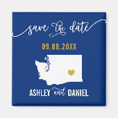 Navy Washington State Wedding Save the Date Map Magneet (Voorkant)