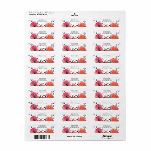 Navy Waterverf Bloemen Bruiloft Adresetiketten Etiket (Full Sheet)