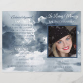 Navy Waterverf Clouds Photo Funeral Program (Voorkant)