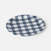 Navy Waterverf Gingham Papieren Bordje (Gekanteld)