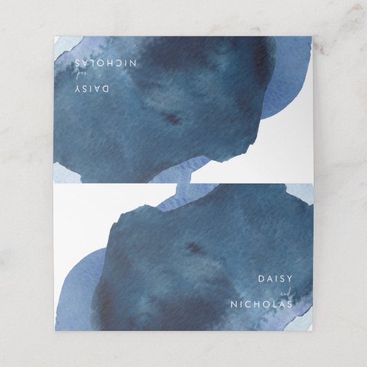 Navy Waterverf splash bruiloft (Buitenkant ongevouwen)