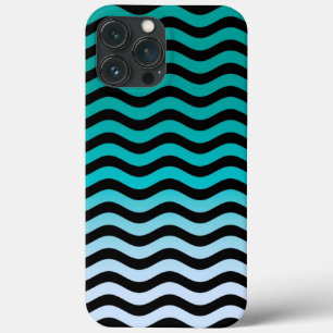 Navy Wavy Stripes Nautical Pattern iPhone 13 Pro Max Hoesje
