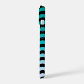 Navy Wavy Stripes Nautical Pattern iPhone 15 Hoesje (Linkerkant)