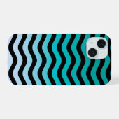 Navy Wavy Stripes Nautical Pattern iPhone 15 Hoesje (Achterkant horizontaal)