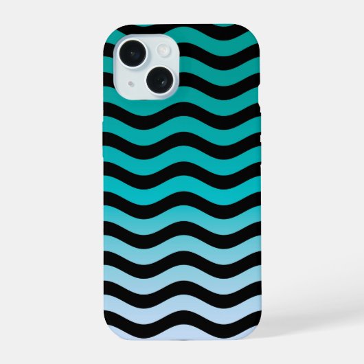 Navy Wavy Stripes Nautical Pattern iPhone 15 Hoesje (Achterkant)