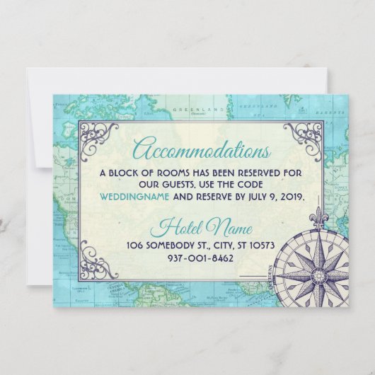 Navy Wedding Accommodation Insert Kaart (Voorkant)