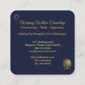 *~* Navy Weeping Willow Tree Gold Universe Cosmic Vierkante Visitekaartje (Achterkant)