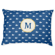 Navy Whale Hondenbed Binnen Outdoor Monogrammed