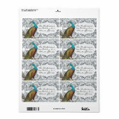 Navy Whimsical Peacock Love Bird Label (Full Sheet)