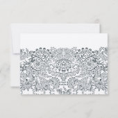 Navy Whimsical Peacock Love Bird RSVP (Achterkant)