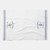 Navy & White Anchor Personalized Boat Name Theedoek (Horizontaal)