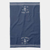 Navy & White Anchor Personalized Boat Name Theedoek (Verticaal)
