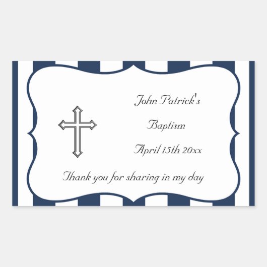 Navy & White Baptism Sticker (Voorkant)