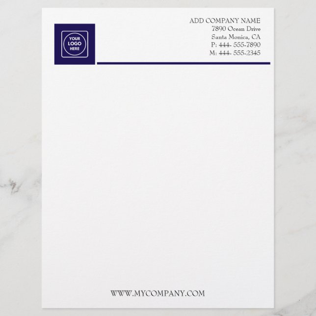 Navy White Basic Business Office letterhead Briefhoofd (Voorkant)