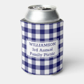 Navy White Buffalo Check Custom Name Family Picnic Blikjeskoeler (Blikje Achterkant)