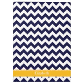 Navy White Chevron ZigZag Goldenrod Name Monogram Klembord (Achterkant)