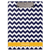 Navy White Chevron ZigZag Goldenrod Name Monogram Klembord (Voorkant)
