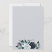 Navy White Floral Photo Wedding Invitations Kaart (Achterkant)