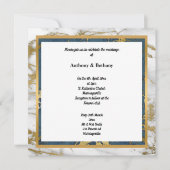 NAVY WHITE GOLD MARBLE WEDING KAART (Voorkant)