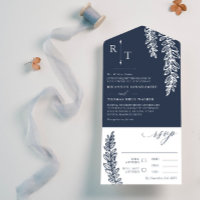 Navy White Greenery Monogrammed Wedding