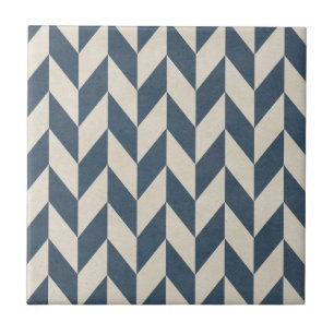 Navy & White Herringbone Classic Chevron Tegeltje
