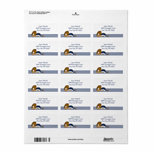 Navy White Honkbal team apparatuur Etiket (Full Sheet)