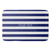 Navy White Horizontal Preppy Stripe Name Monogram Badmat (Voorkant)