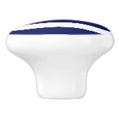 Navy White Horizontal Preppy Stripe Name Monogram Keramische Knop (Zijkant)