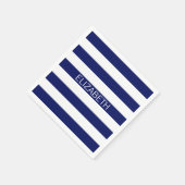 Navy White Horizontal Preppy Stripe Name Monogram Servetten (Hoek)