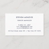 Navy & White Modern Financial Services Firma Visitekaartje (Achterkant)