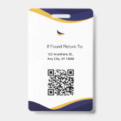Navy & White Modern Personalized ID Card Badge (Achterkant)