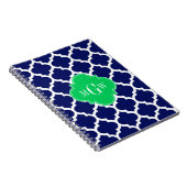Navy White Moroccan #5 Emerald 3 Initiaal monogram Notitieboek (Rechterzijde)