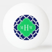 Navy White Moroccan #5 Emerald 3 Initiaal monogram Pingpongballen (Voorkant)