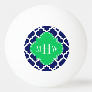 Navy White Moroccan #5 Emerald 3 Initiaal monogram Pingpongballen