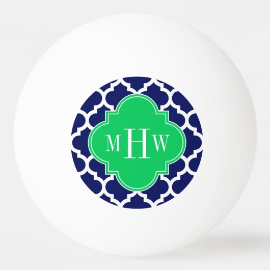 Navy White Moroccan #5 Emerald 3 Initiaal monogram Pingpongballen (Achterkant)