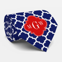 Navy White Moroccan #5 Red 3 Initiaal monogram