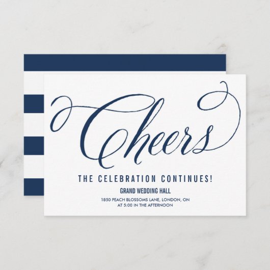 Navy & White Mr. & Mrs. Elegante Script Bruiloft Informatiekaartje (Voorkant / Achterkant)