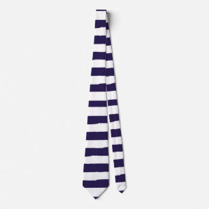 Navy White Nautical Simple Striped Stropdas