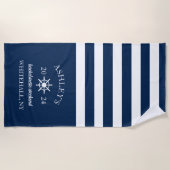 Navy & White Personalized Bachelorette Weekend Strandlaken (Voorkant)